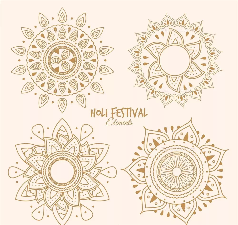 مجموعه چهار طرح ماندالا دستکشیده وکتور با طراحی خاص و هنری