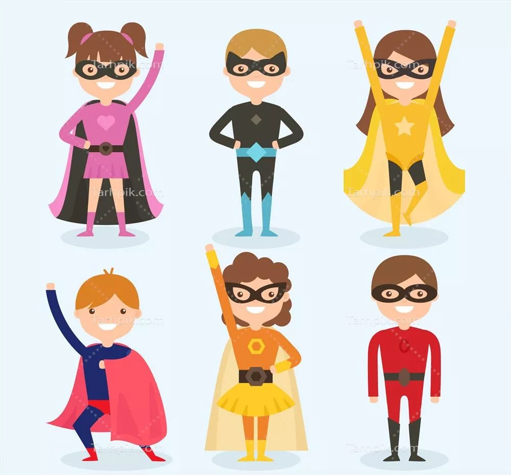 مجموعهای جذاب از سوپر قهرمانان کارتونی و خندهدار به شکل وکتور