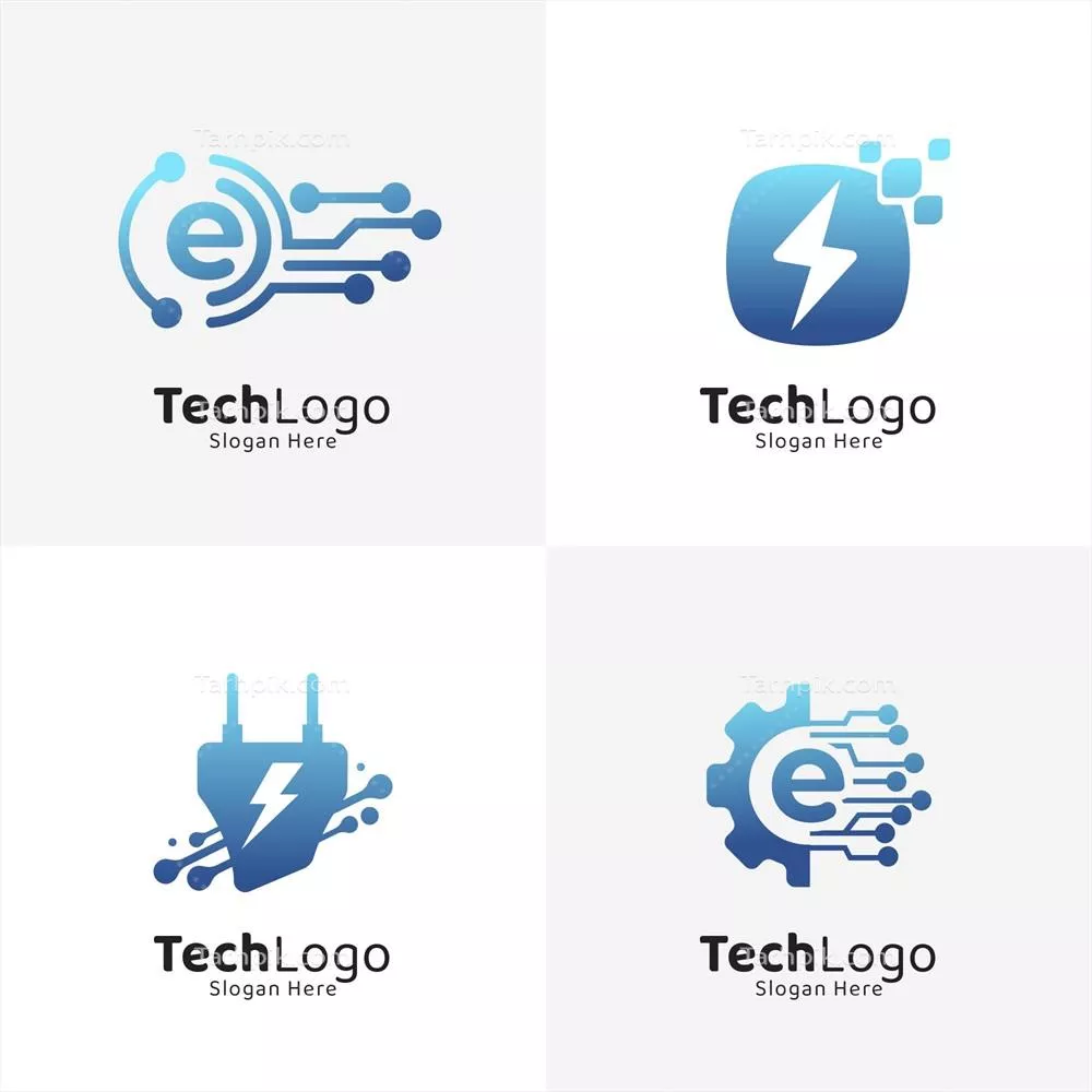 الگوهای لوگوی الکترونیک با گرادیان به صورت وکتور - طراحی مدرن و خلاقانه