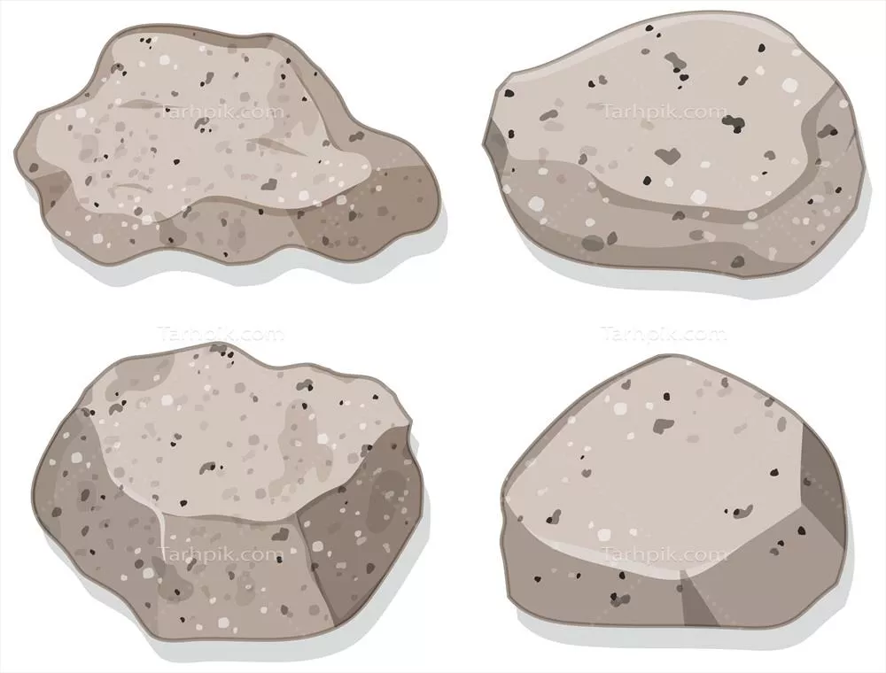مجموعه سنگ‌های گرانیتی سفید با طراحی وکتور جداگانه
