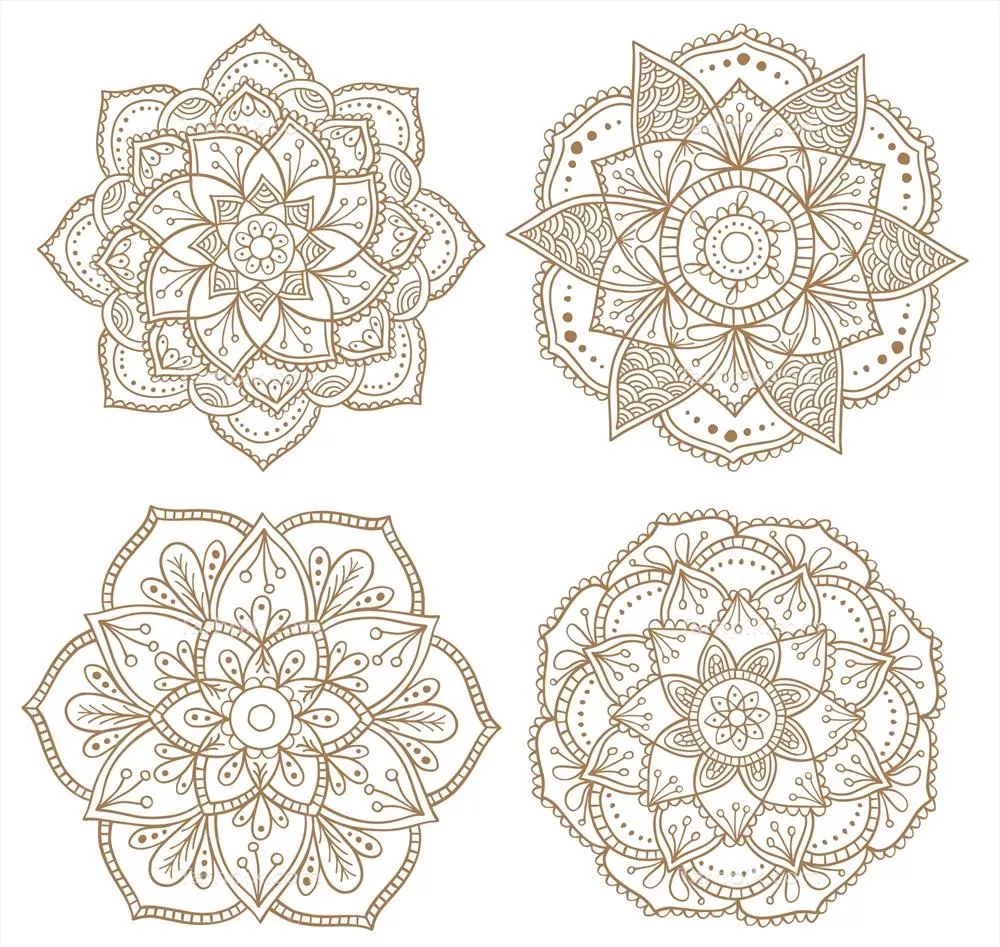 مجموعه‌ی قرار داده‌ دست‌کشیده‌ شده از مانداهای قهوه‌ای وکتور