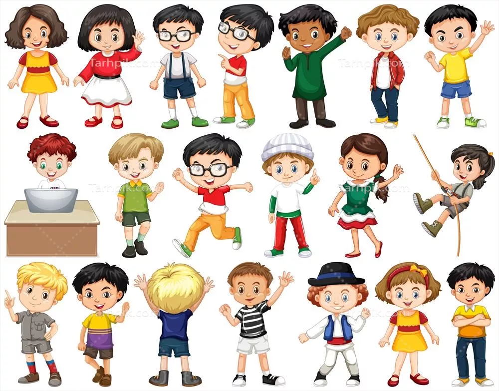 مجموعهای از کارتهای تبریک خوشحال کننده کودکان با طرح وکتور