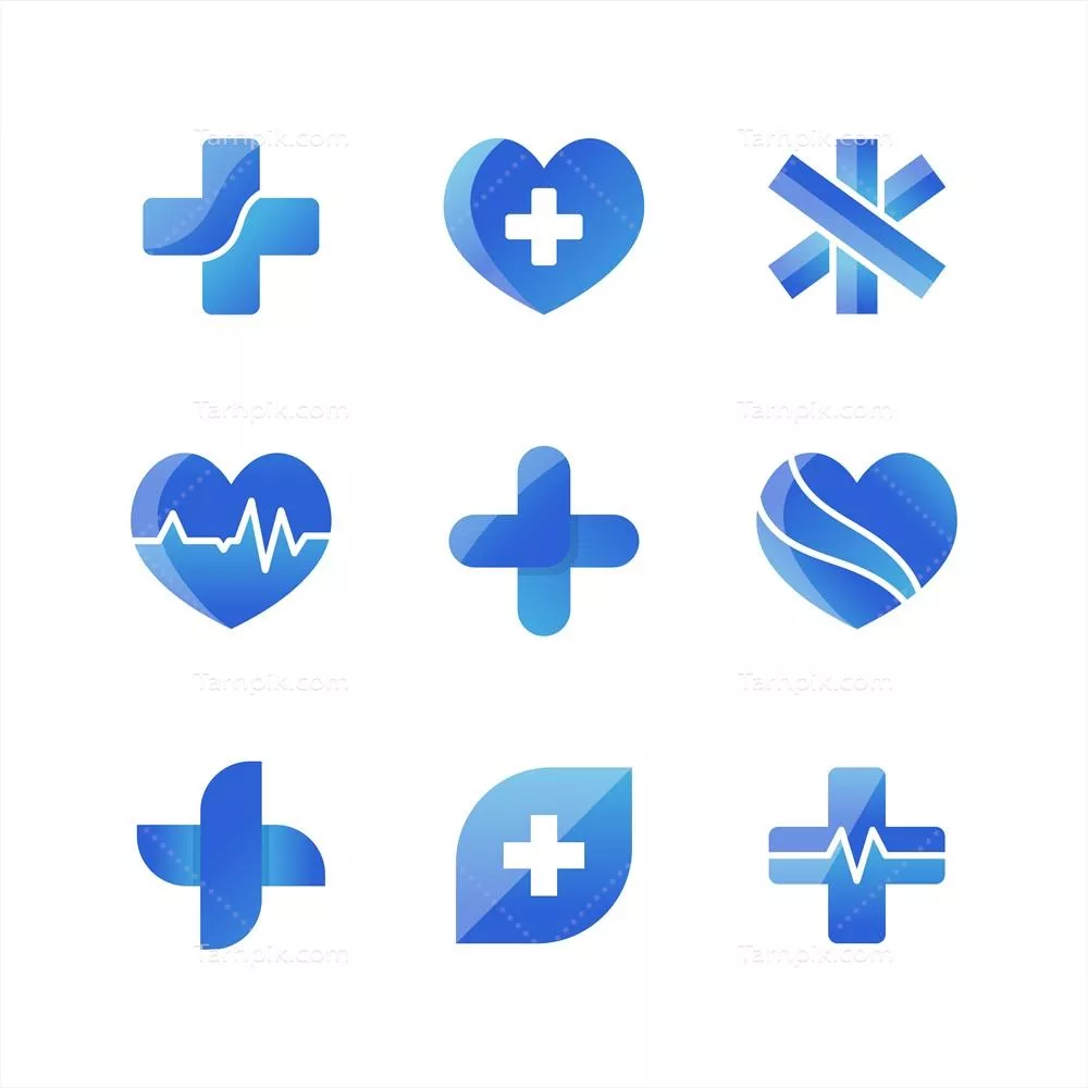 وکتور طراحی سه‌بعدی آیکون‌های پزشکی: مجموعه‌ای از نمادهای پزشکی و بهداشتی