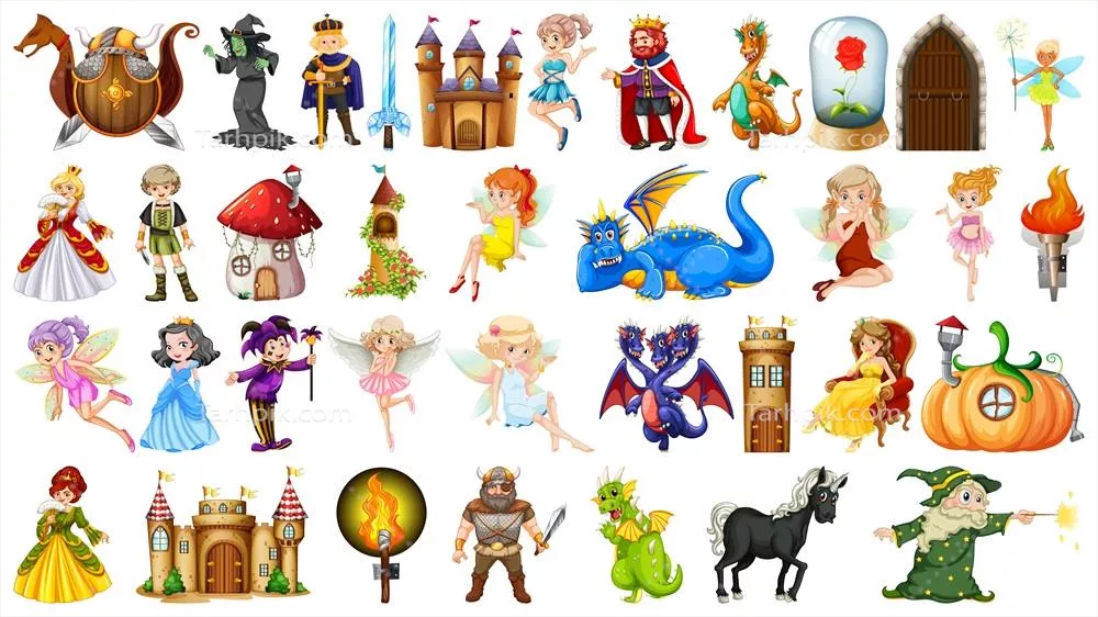 مجموعه کارکترهای وکتور از دوره‌ی قرون وسطی با جزئیات جذاب