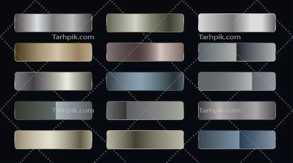 مجموعه استیکرهای وکتور با گرادیان فلزی برای طراحی های خلاقانه