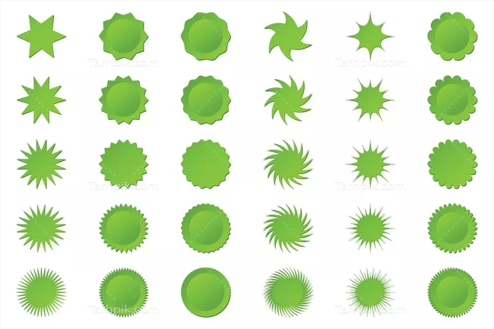 وکتور ستاره های سه بعدی و برچسب های خورشیدی برای فروش و تبلیغات
