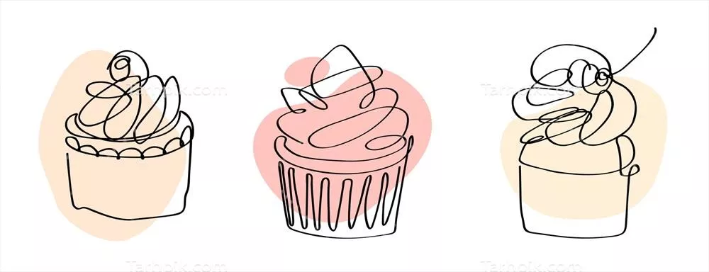 مجموعه ای از تصاویر وکتوری کیک های فنجانی با طراحی مینimalist