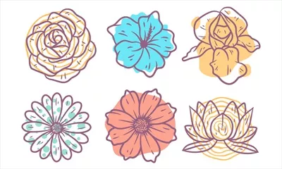 وکتور مجموعه ای از عناصر انتزاعی گلدار برای طراحی و هنر