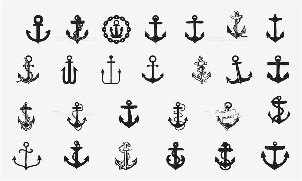 وکتور مجموعه آیکن های لنگر برای پروژه های طراحی وب و نرم افزار