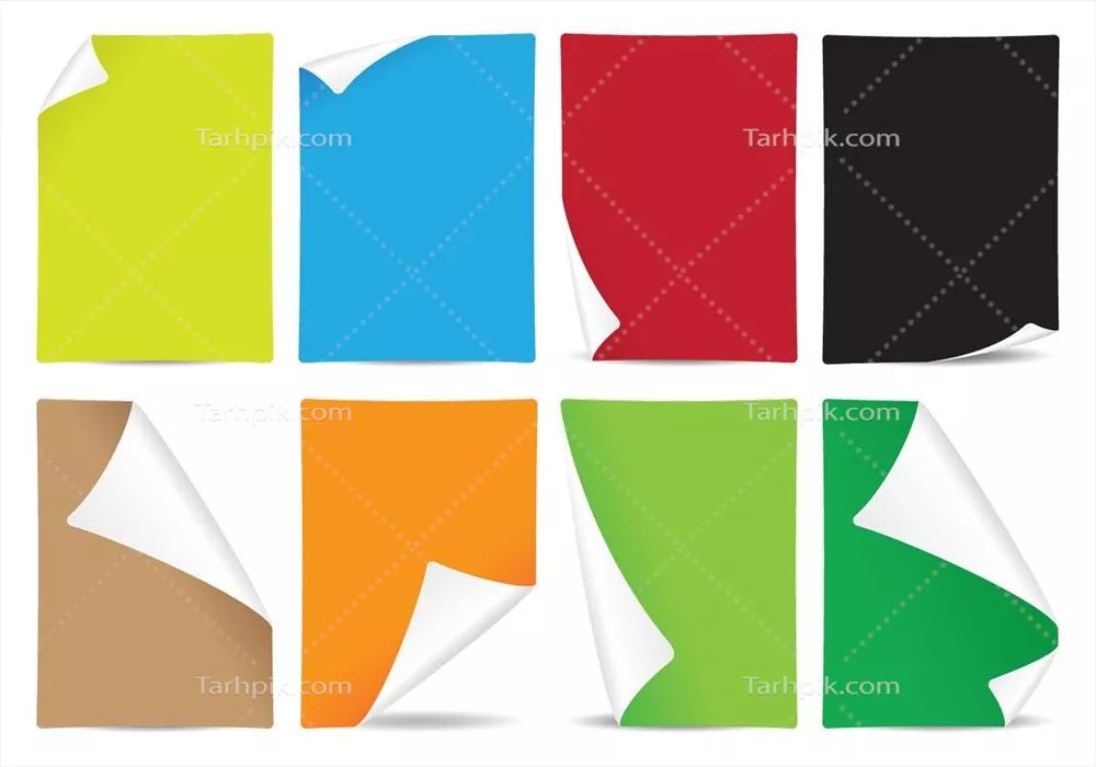 وکتور مجموعه‌ای از کاغذهای رنگی سفید برای کاردستی و پروژه‌های خلاقانه