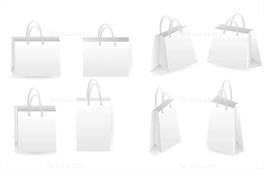 وکتور مجموعهای از کیفهای خرید خالی بر روی پسزمینه سفید