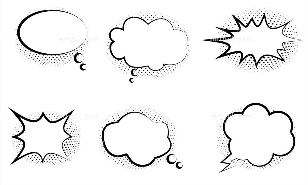 وکتور مجموعه حباب‌های سخن خالی برای کتاب‌های کمیک و طراحی کمدی