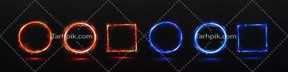 وکتور دسته‌ای از کادرهای آتش دایره‌ای و مربع با طراحی خلاقانه و شگفت‌انگیز