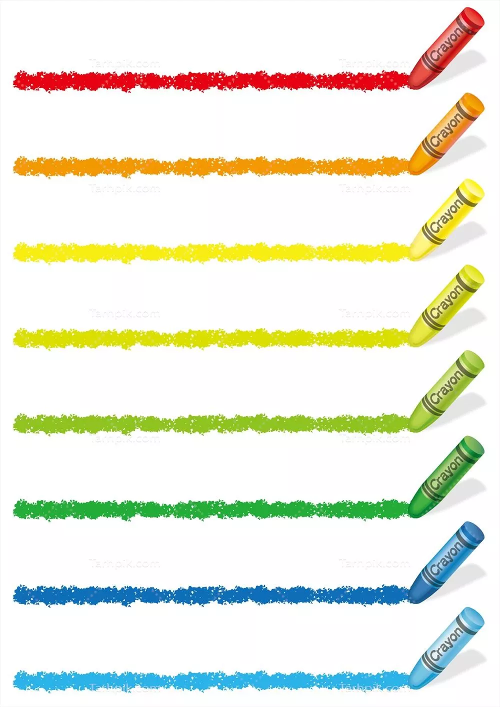 مجموعه‌ای از عناصر طراحی مداد رنگی رنگارنگ بر روی پس‌زمینه سفید - تصویر برداری وکتور