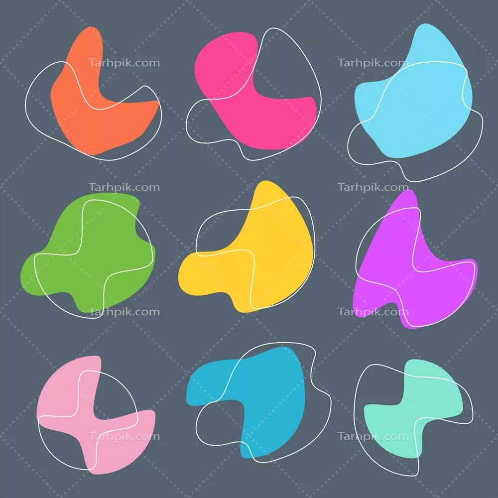 وکتور مجموعه ای از عناصر مایع رنگارنگ و شگفت انگیز