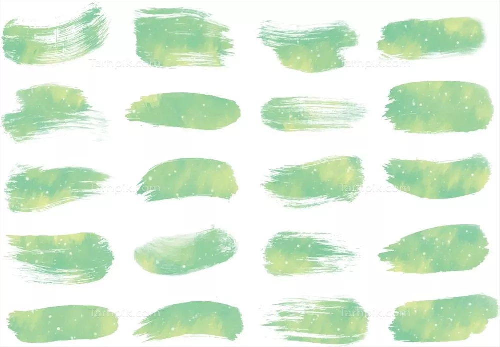 وکتور مجموعهای از اشکال مختلف برس با رنگهای پاستلی سبز و زیبا