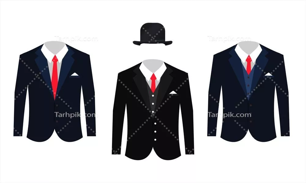 وکتور مجموعهای متنوع از کت و شلوارهای تجاری برای موقعیتهای مختلف