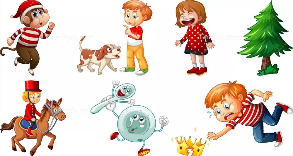 وکتور مجموعهای از شخصیتهای مختلف شعرهای کودکانه بر روی پسزمینه سفید