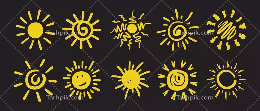 مجموعه ای از عناصر طراحی دنباله دار و طراحی خورشید با کیفیت وکتور