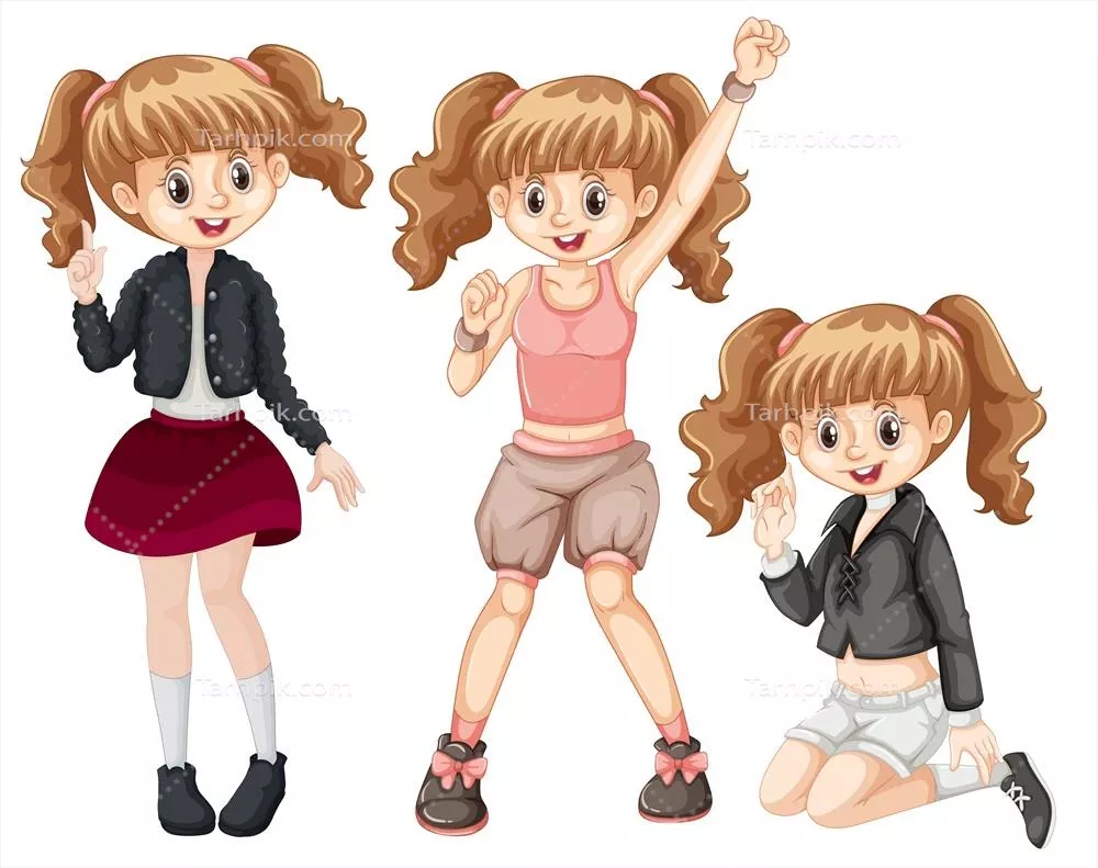 وکتور مجموعه‌ای از تصاویر دختران مد روز و شیک با استایل‌های مختلف