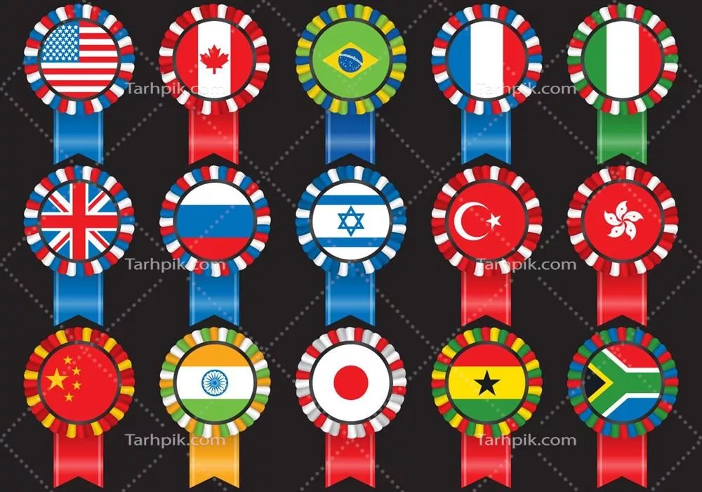 وکتور مجموعه نشانک‌های پرچم برای پروژه‌های ملی، انتشارات پرچم و موضوعات سفر در طراحی شما