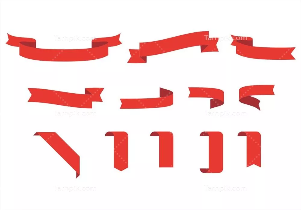 مجموعهای از وکتورهای نوار افقی با رنگ قرمز روشن