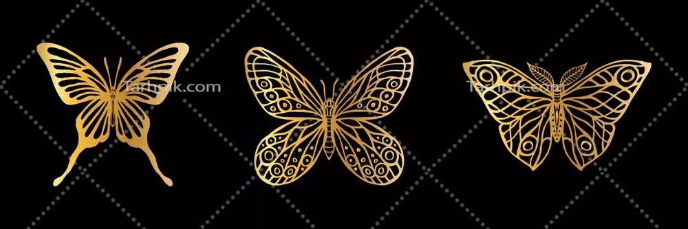 مجموعه‌ای از طراحی‌های وکتور پروانه‌های طلایی زیبا و هنرمندانه