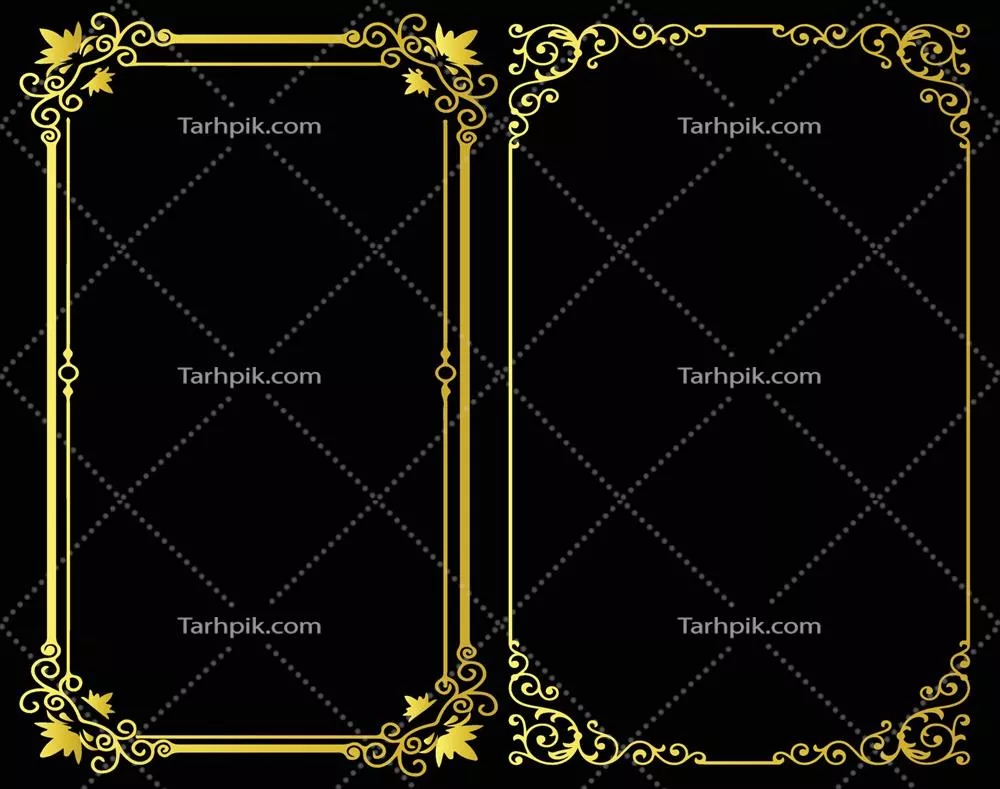 مجموعهای از طرحهای حاشیه قاب طلایی به صورت وکتور