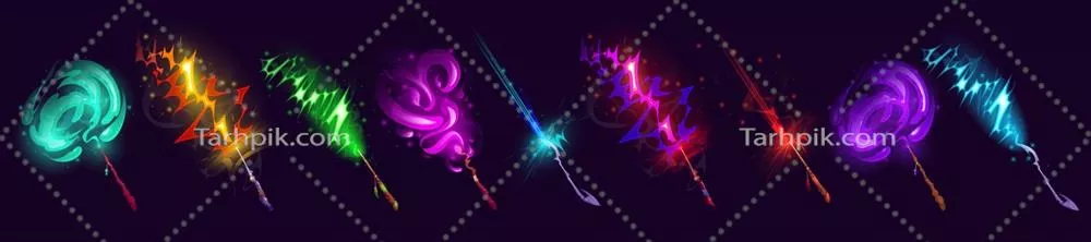 مجموعه چوب دستی جادویی با افکت نورانی وکتور