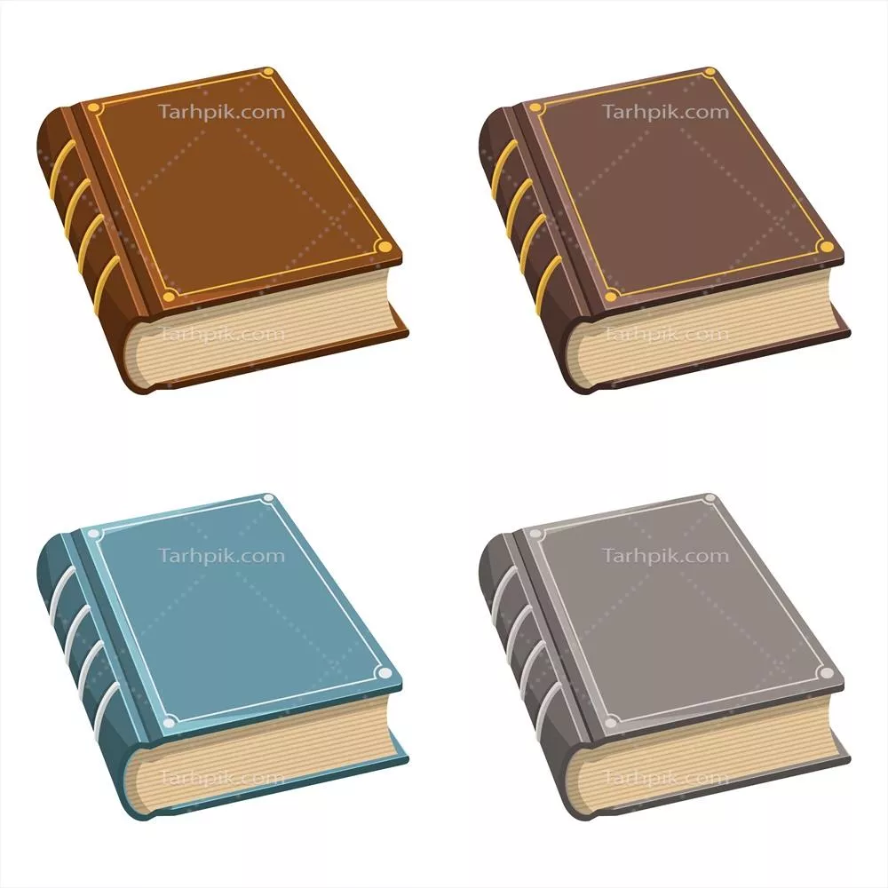 وکتور مجموعه ای از کتاب های قدیمی و عتیقه بر روی پس زمینه سفید