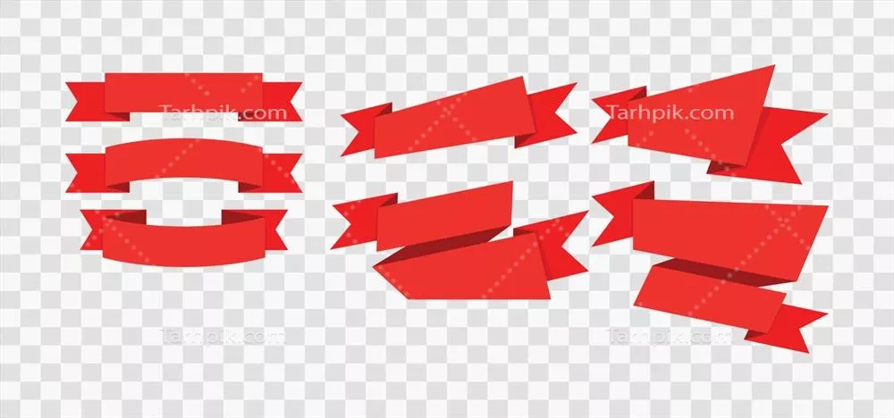 وکتور ست روبان های قرمز با طراحی متنوع و جذاب برای تزئینات