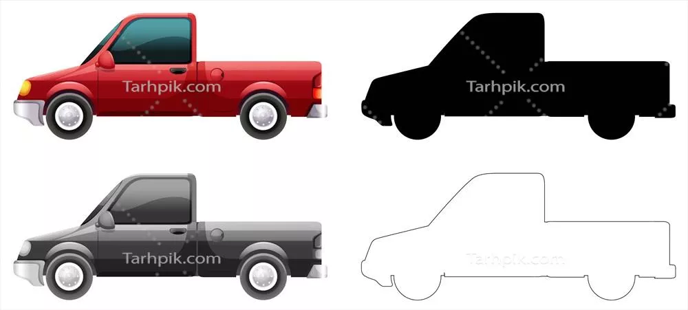 وکتور تصویری از مجموعه کامیون ها بر روی پس زمینه سفید