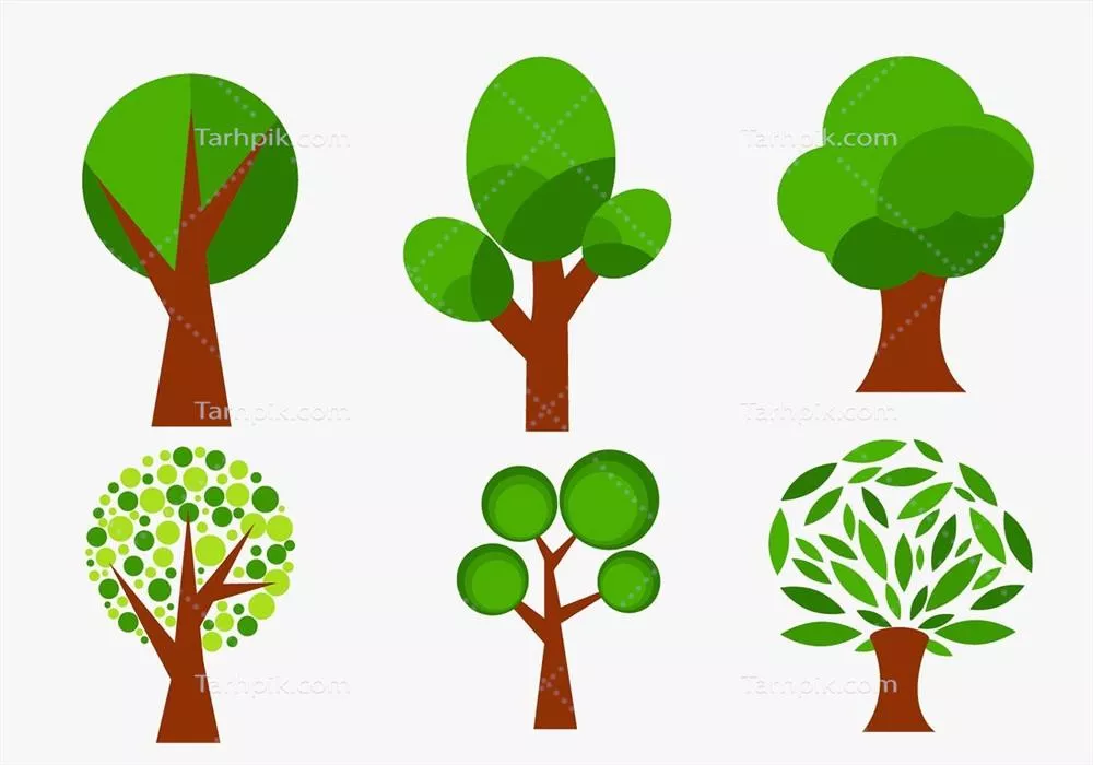 مجموعهای از شکلهای هندسی درخت وکتوری برای طراحی گرافیکی