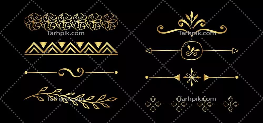 مجموعه عناصر وکتور تقسیم کننده های طلایی عتیقه برای طراحی شما