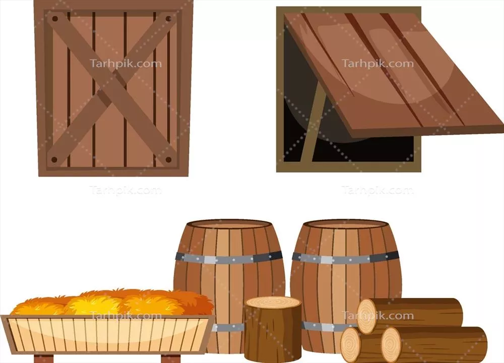 وکتور مجموعه اشیاء چوبی با طراحی منحصر به فرد و کاربردهای متنوع