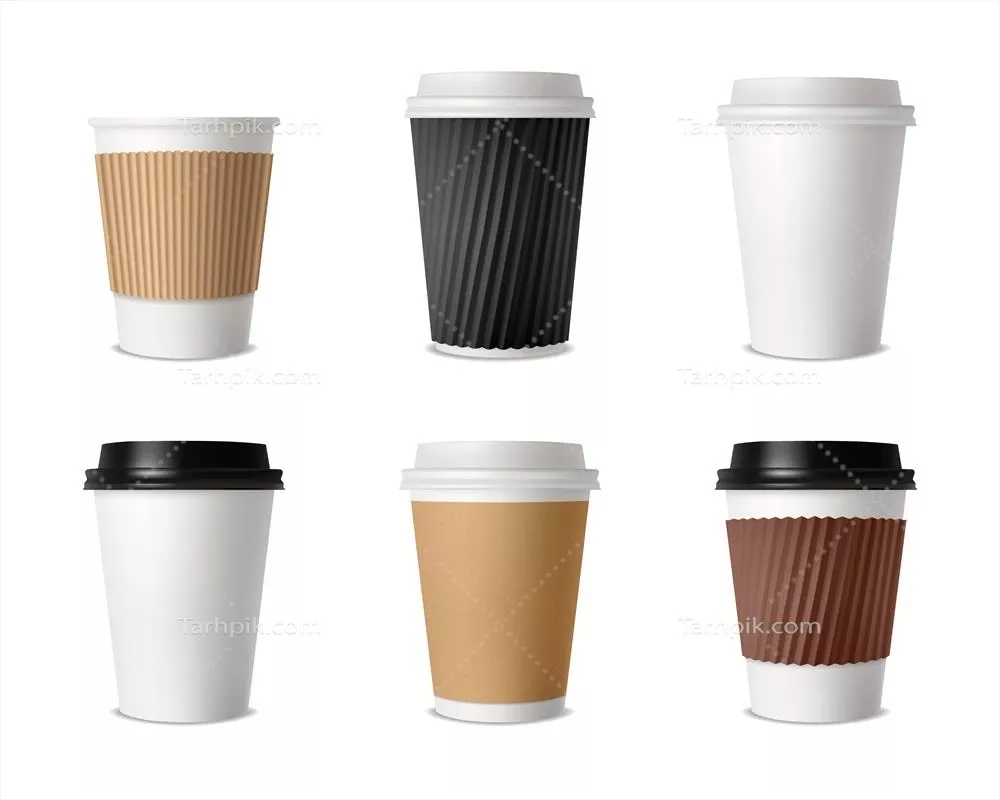 مجموعه ای از طرح های وکتور فنجان قهوه و کاغذی