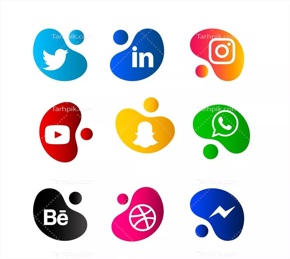 مجموعه لوگو شبکههای اجتماعی به صورت وکتور طراحی شده