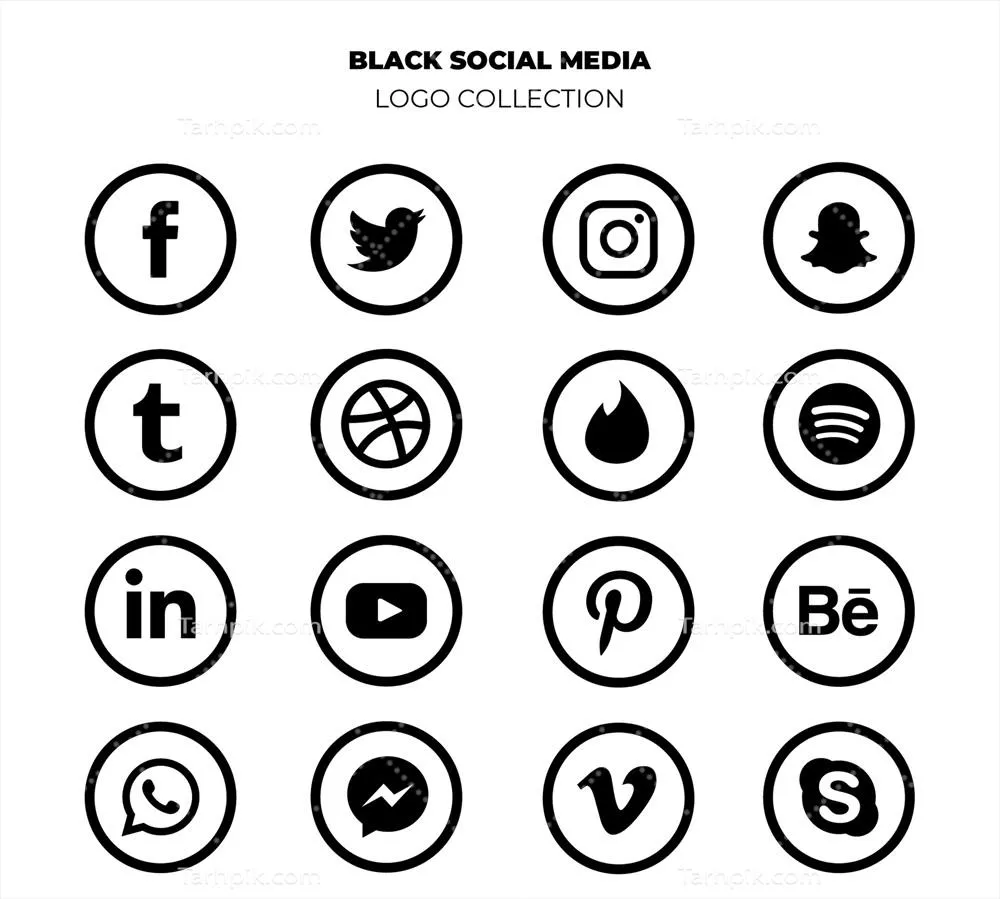 مجموعه لوگوهای رسانههای اجتماعی به صورت وکتور و کیفیت بالا
