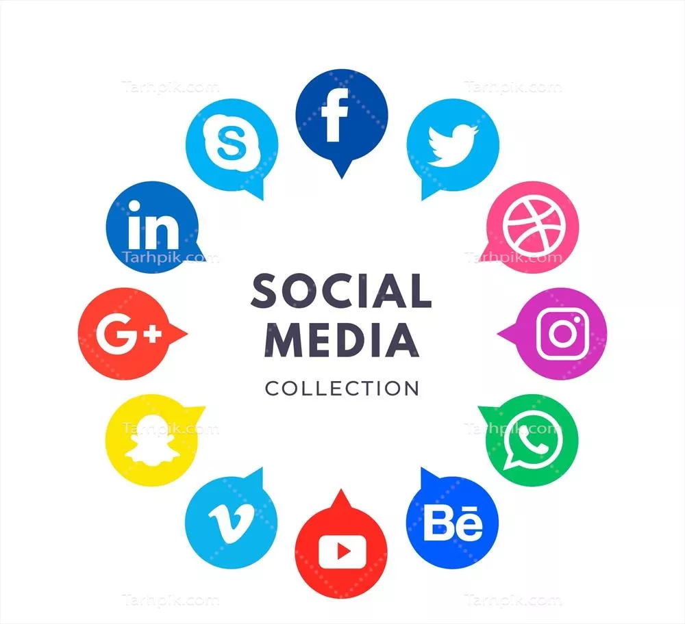 مجموعه آیکنهای لوگوی رسانههای اجتماعی به سبک تخت و وکتور