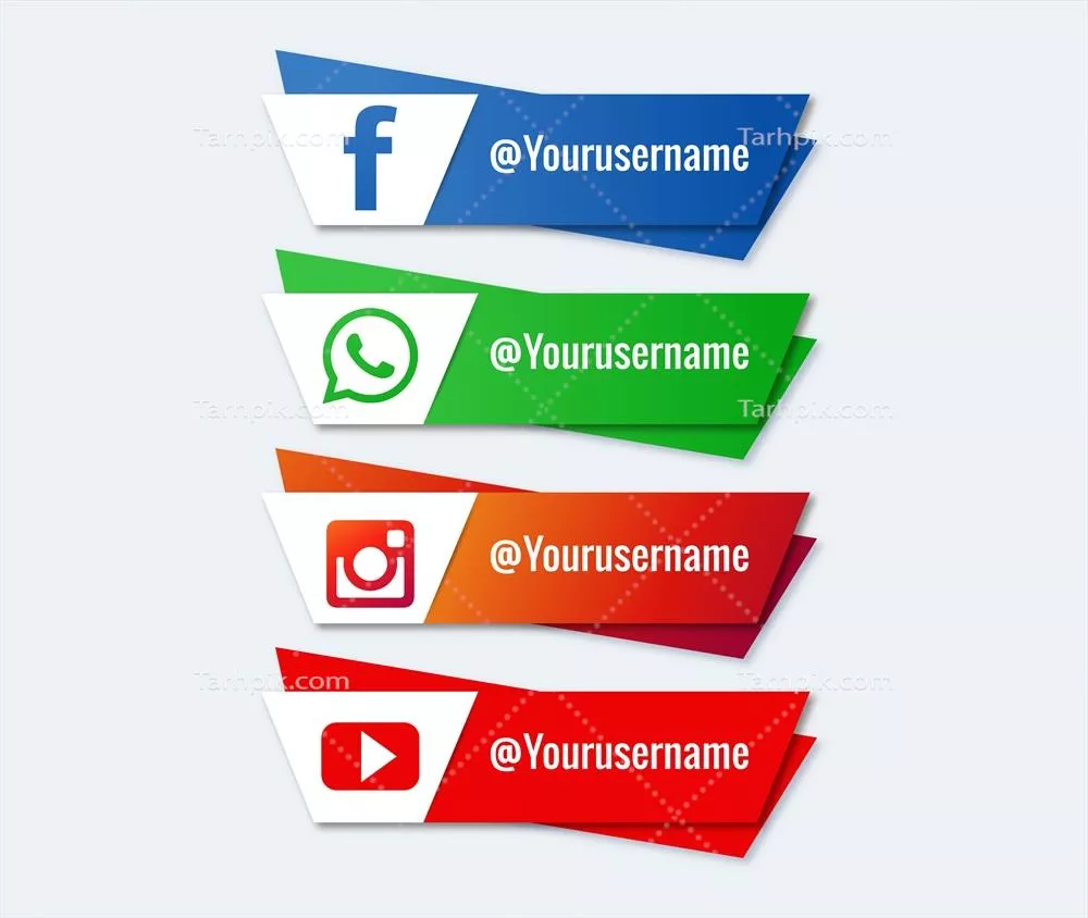 مجموعه وکتورهای پایین سوم رسانههای اجتماعی برای طراحی گرافیکی