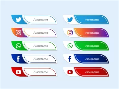 مجموعه آیکون‌های مدرن برای پایین صفحه رسانه‌های اجتماعی با طراحی وکتور