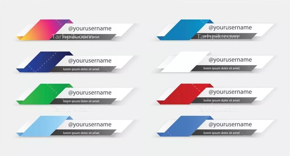 وکتور مجموعه کاست های پایین صفحه برای رسانه های اجتماعی با طراحی های متنوع و جذاب