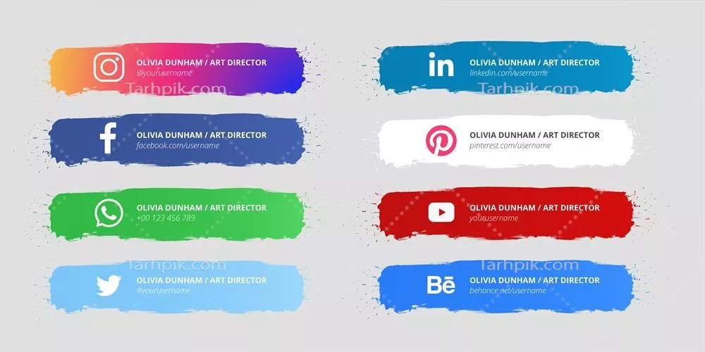 مجموعه وکتورهای پایین‌سکویی شبکه‌های اجتماعی با طراحی مدرن و جذاب