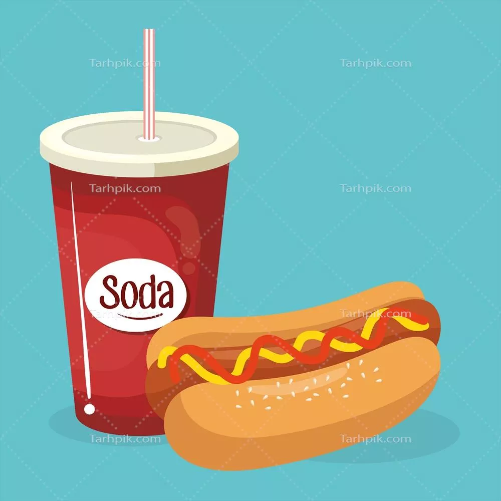 نوشابه و هات داگ: طعم لذیذ فست فود در یک تصویر وکتور
