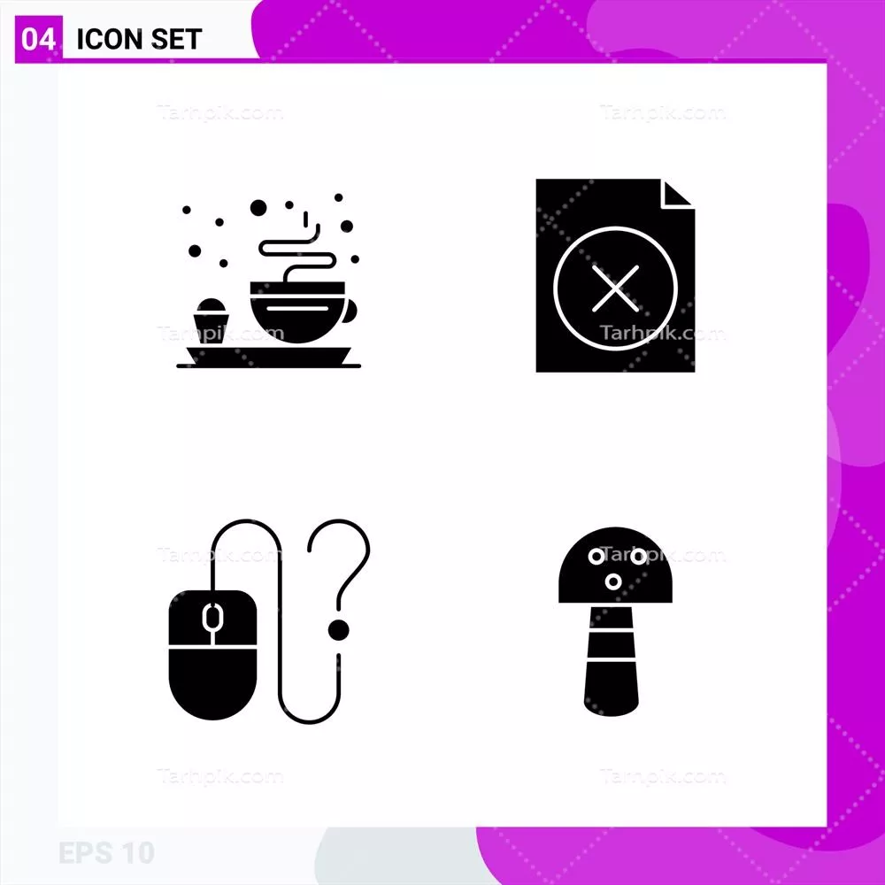 وکتور ست آیکون های جامد - مجموعه ای از ۴ آیکون گلیف جدا شده بر روی پس زمینه سفید
