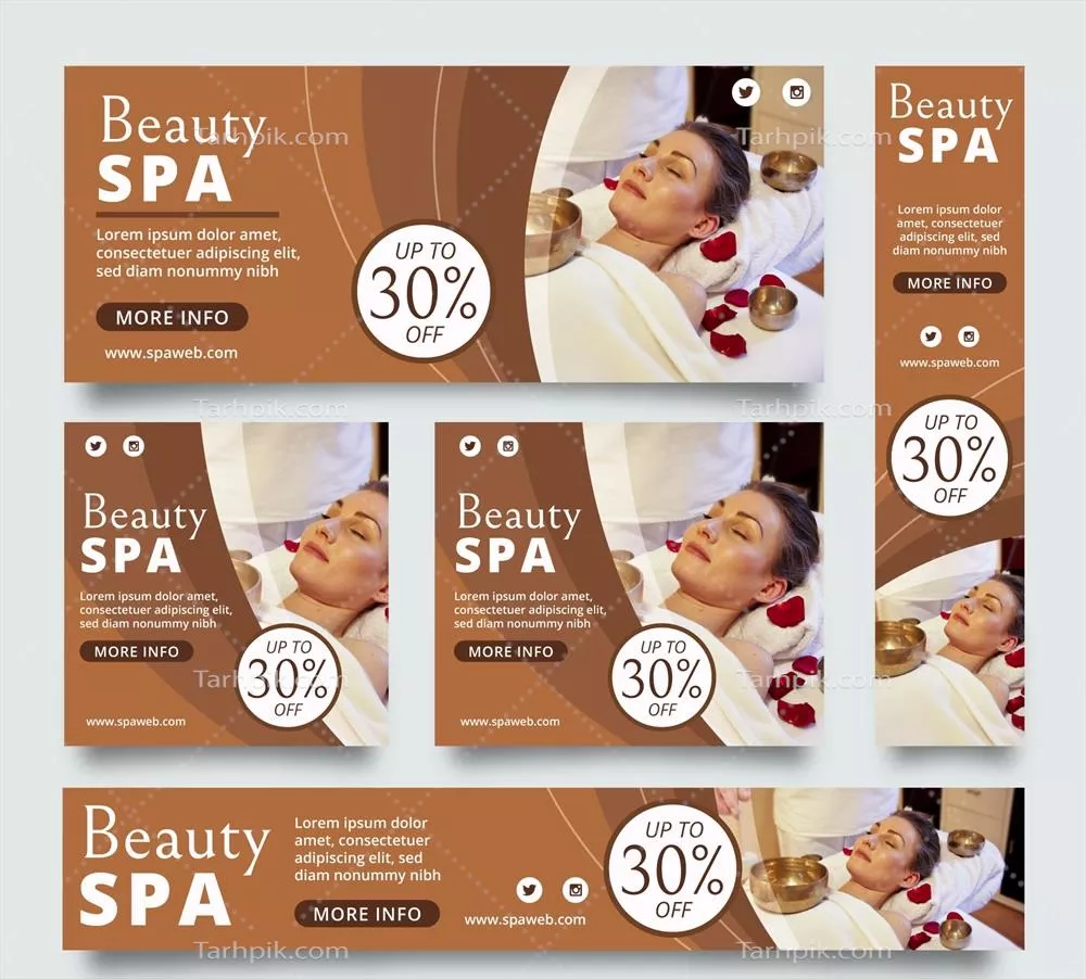 یک مجموعه بنرهای اسپا با طراحی وکتور با کیفیت بالا