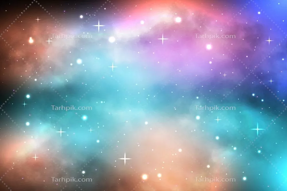 وکتور پس زمینه کهکشانی با ستاره‌های درخشان و سحابی‌های زیبا در فضا