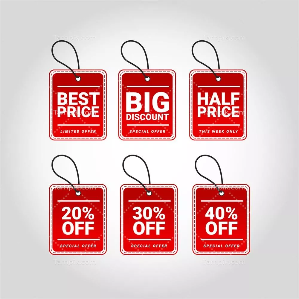 وکتور طراحی نماد تخفیف ویژه فروش با برچسب و نشان مشخصات