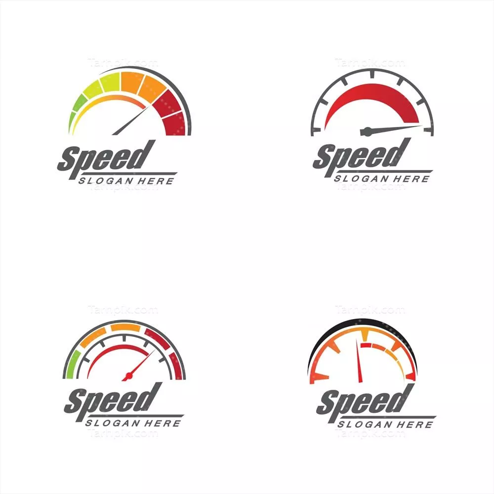 وکتور طراحی لوگو با سیلوئت و نشانگر سرعت برای برندهای پرسرعت
