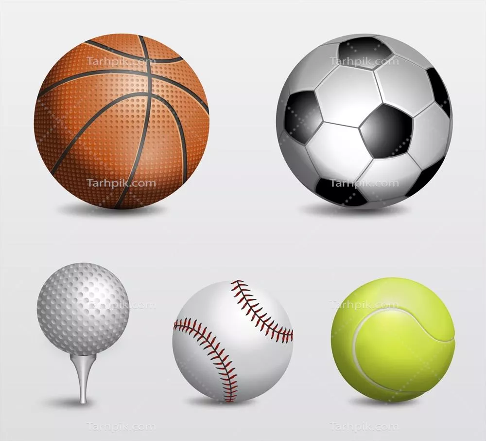 مجموعه وکتور توپهای مختلف ورزشی برای طراحی گرافیکی